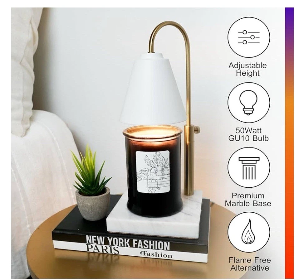 Calentamiento de velas Huoli con atenuador - Calentador de velas eléctrico ajustable base de mármol Foto 4 de 4