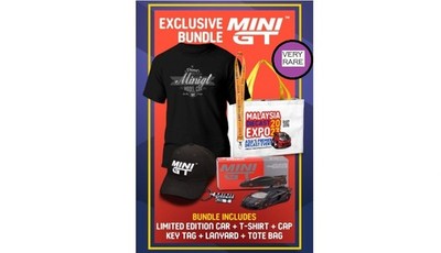 MINI GT EXCLUSIVE SET MDX23 MALAYSIA DIECAST EXPO 2023 Mütze Shirt Autotasche Schlüsselanhänger