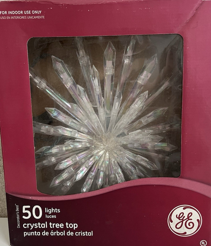 Vintage GE Tree Topper Acrylic Crystal 50 Lights 13.5 inch Starburst in Orig Box