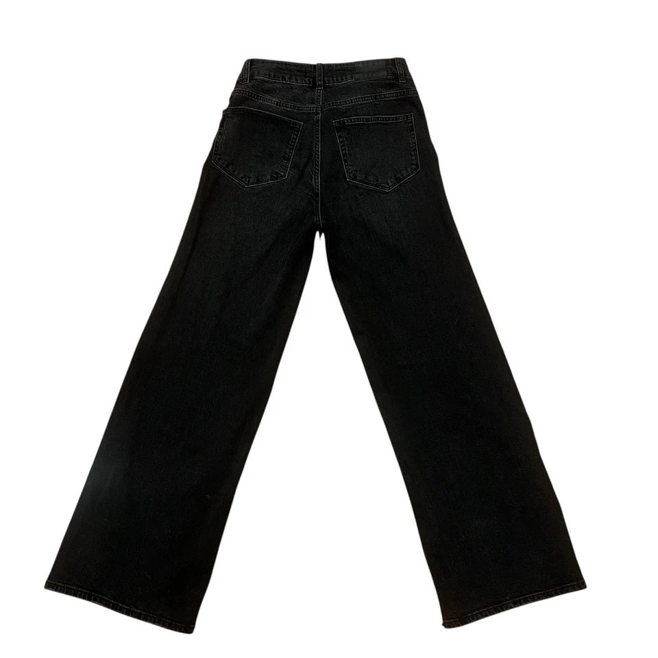 Pantalones de mezclilla PAIGE Sasha Petite de pierna ancha - negro víbora desgastado - talla 28P Foto 2 de 4