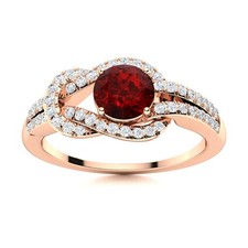 Natural Garnet Sterling Silver Solitaire with Accents Ring Jewelry