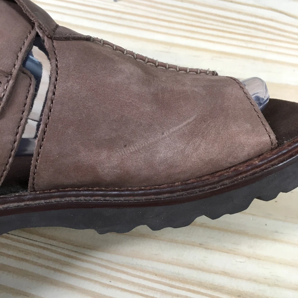 Sandalias simples para mujer 7,5 alineación 9818 cuero marrón sin cordones cómodas deslizables planas Foto 2 de 4