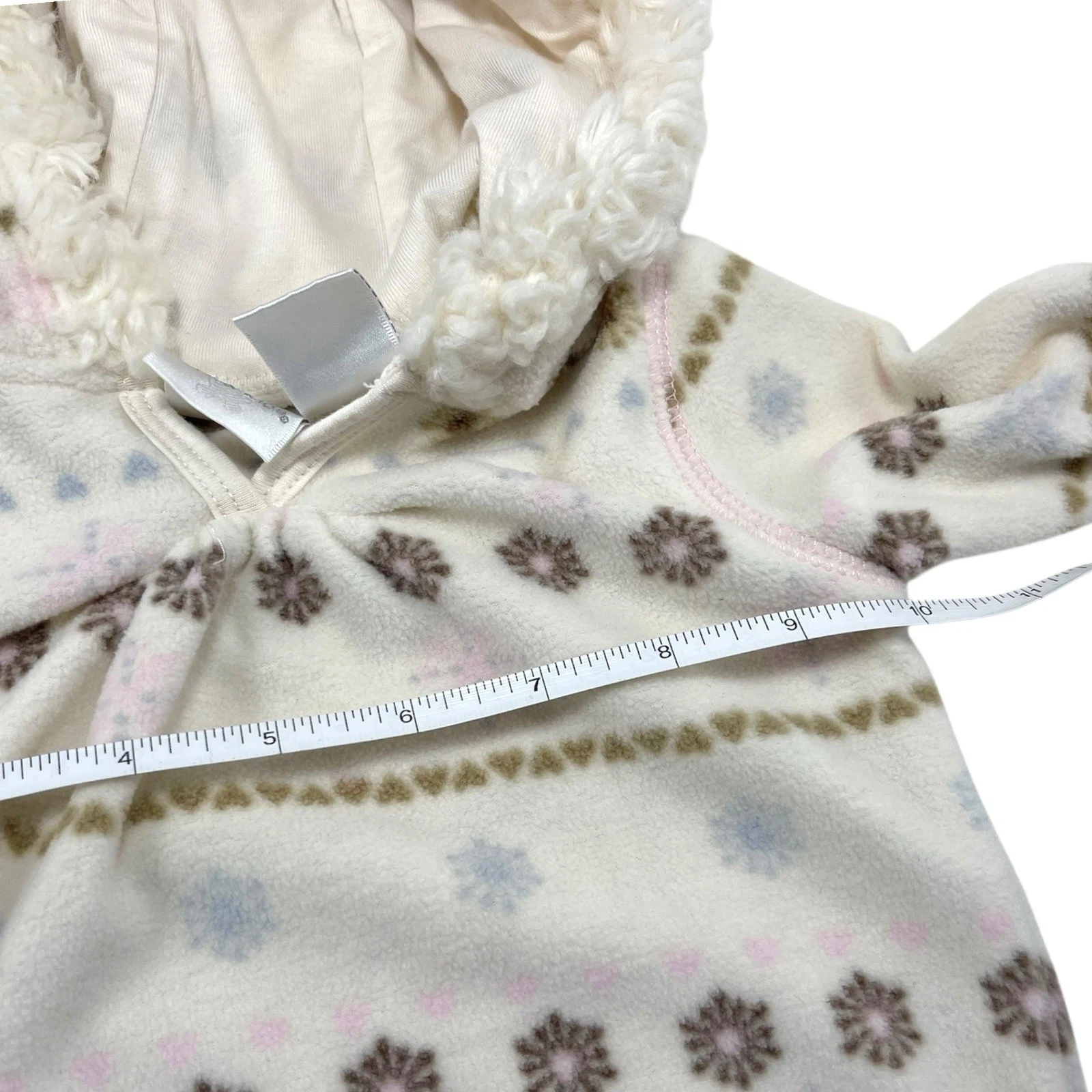 VETEMENTS Giacca Koala bambino 3 6 mesi beige polsini pelliccia Fuax stampa fiocco di neve felpa con cappuccio