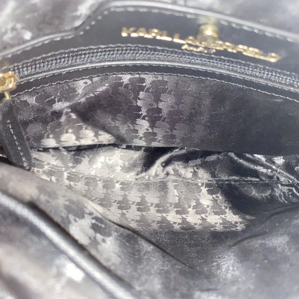 Karl Lagerfeld Women's Black Solid Nylon Satchel Shoulder Bag - Image 4 of 4