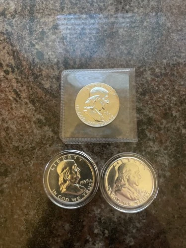 Uncirculated /Proof Like 1957, 1959, 1960 Philadelphia Mint Silver Franklin Half