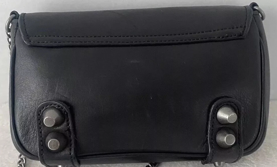 Linea Pelle Italian Leather Crossbody Shoulder Bag Black Studded Small - Image 2 of 4