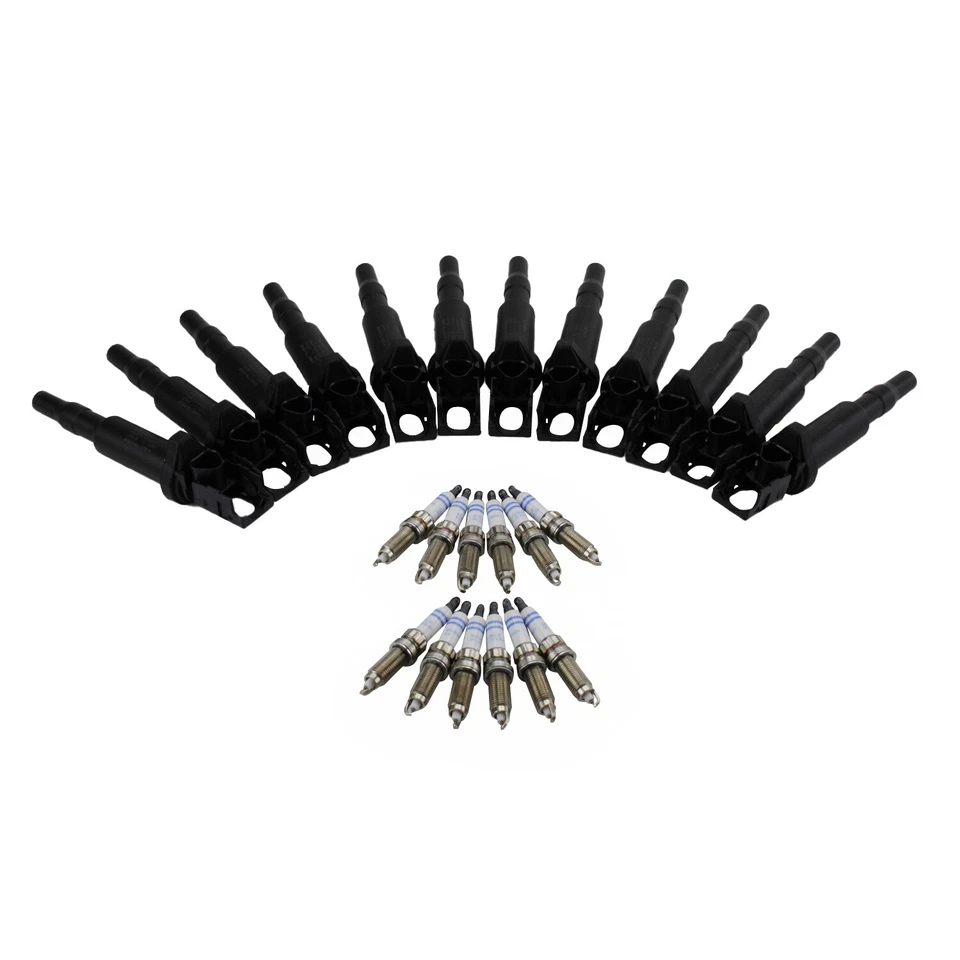 Bosch 12 Ignition Coils & 12 Double Platinum Spark Plugs Kit For F02 760Li V12 - Image 3 of 4