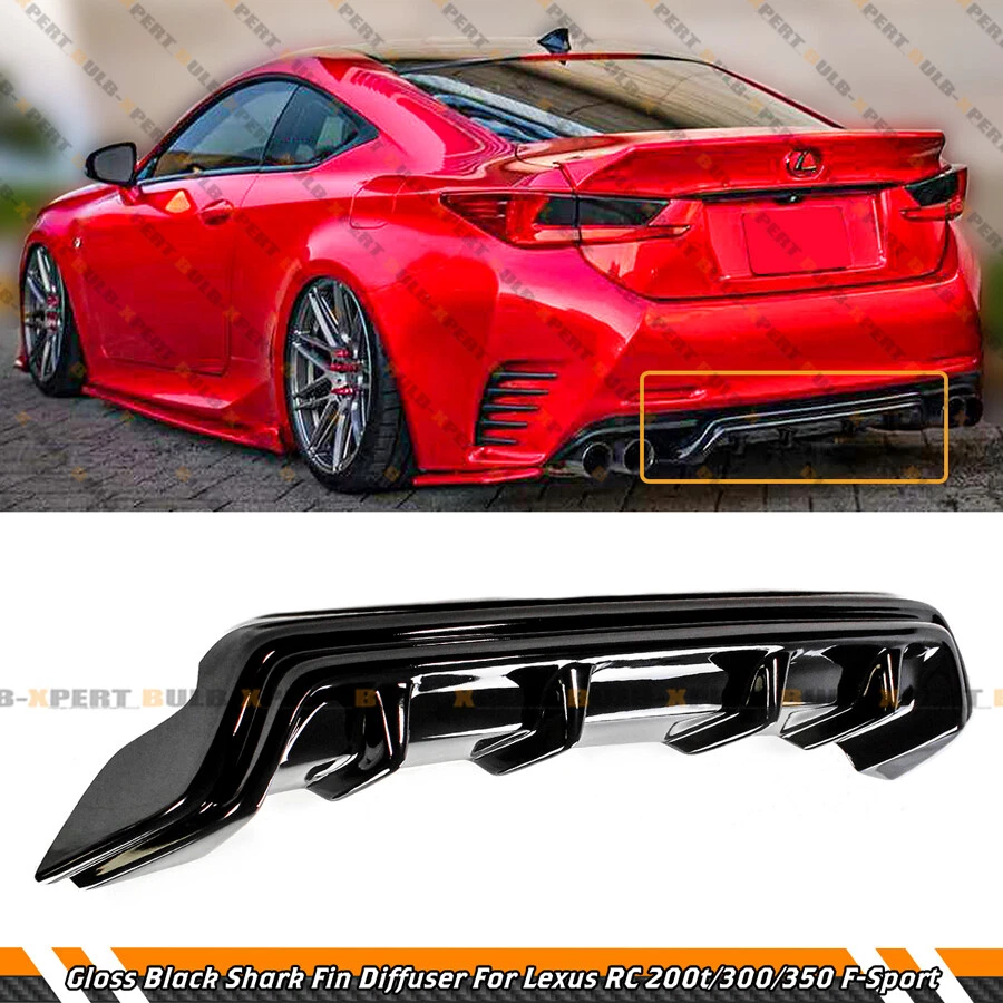Gloss Black Shark Fin Rear Bumper Diffuser For 2015-18 Lexus RC300 RC350 F-Sport - Imagen 2 de 4