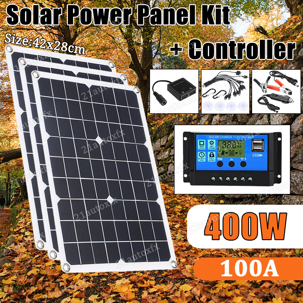 1/2/3X 400W Solar Panel Kit 100A 12V Battery Charger w/ Controller Caravan Boat
