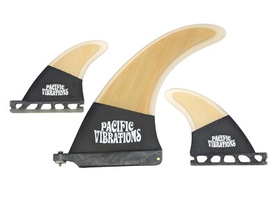 Pacific Vibrations Longboard 2+1 surfboard fins 8'' + 3.75'' sides fits futures