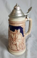 Gerz Bierkrug mit Zinndeckel | 0,5l mehrfarbig glasiert | Sehr guter Zustand