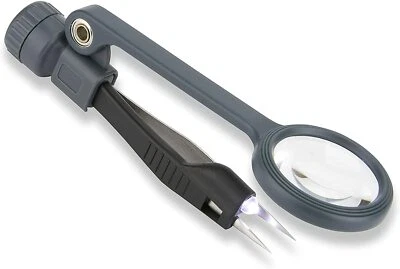 Carson MagniGrip LED Lighted 4.5x Magnifier with Fine Point Tweezers