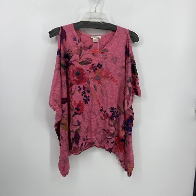 Jess & Jane Preowned Women s Top Pink Large Cold Shoulder Asymmetric Hem EUC