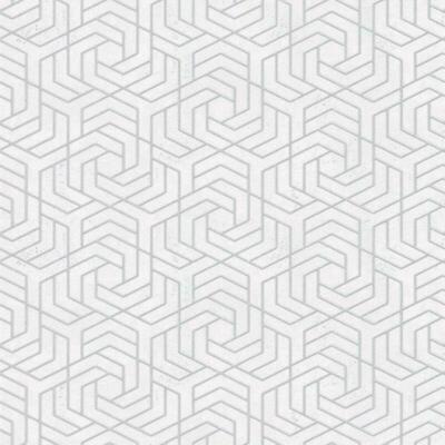 32607 - City Glam Hex Geometric Silver White Galerie Wallpaper