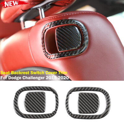 Carbon Fiber Seat Backrest Switch Panel Cover Trim For Dodge Challenger 2015-20