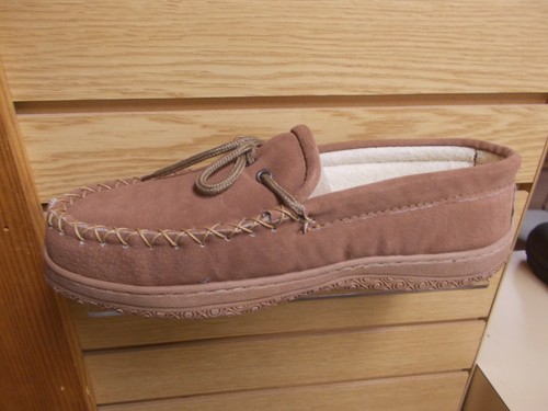 OLD FRIEND MEN'S BROWN TERRY 484132 LINED LEATHER INDOOR OUTDOOR SLIPPERS MEDIUM - Picture 2 of 4
