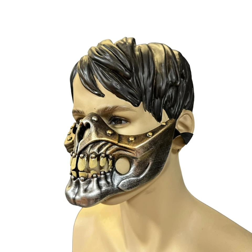 Máscara de mascarada unisex de media cara con calavera steampunk dopest dorada y plateada Foto 3 de 4