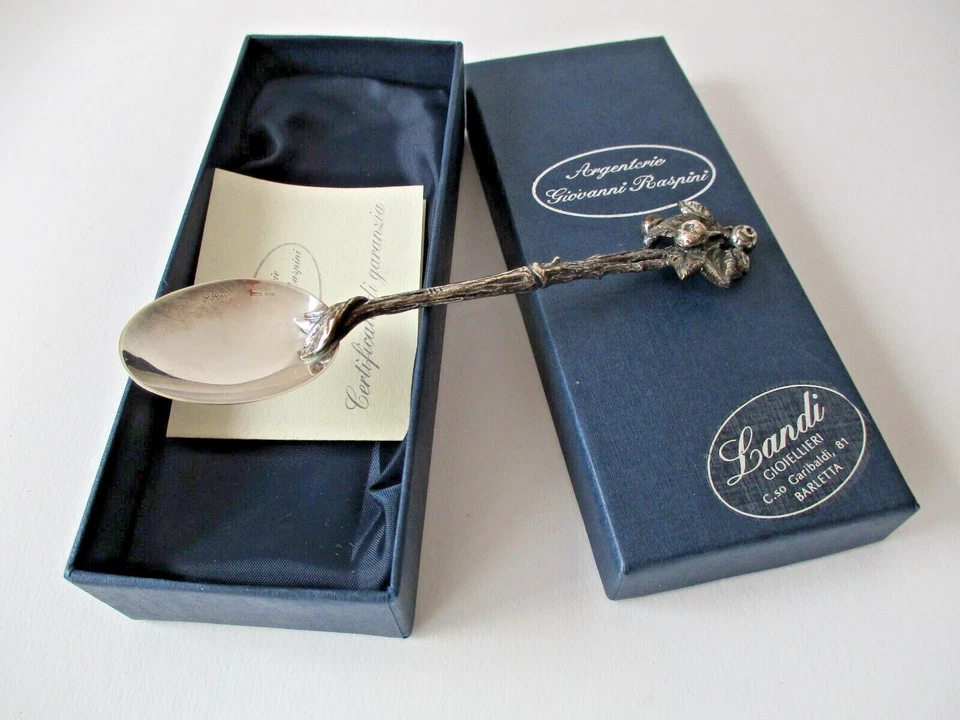 Giovanni Raspini argento 800 piccolo cucchiaio con bacche g 30,7 - Immagine 2 di 4