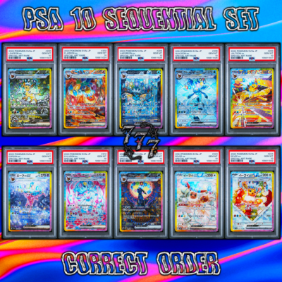 PSA 10 SEQ. Eeveelutions SAR CORRECT ORDER Terastal Festival