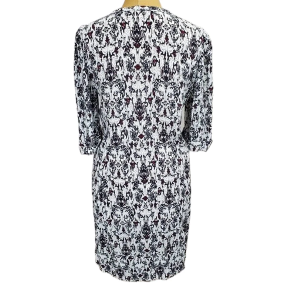 Maje Vestido Rayón Ligero Blanco y Negro Abstracto Floral Patrón Talla 2 Foto 4 de 4