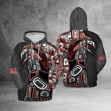 CUSTOMIZED RAVEN AND WOLF NATIVE AMERICAN PACIFIC NORTHWEST 3D Hoodie Size S-5XL