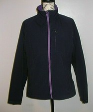 Kirkland Womens Large Navy Jacket Coat Full Zip Pockets Purple Fleece Lined Fit