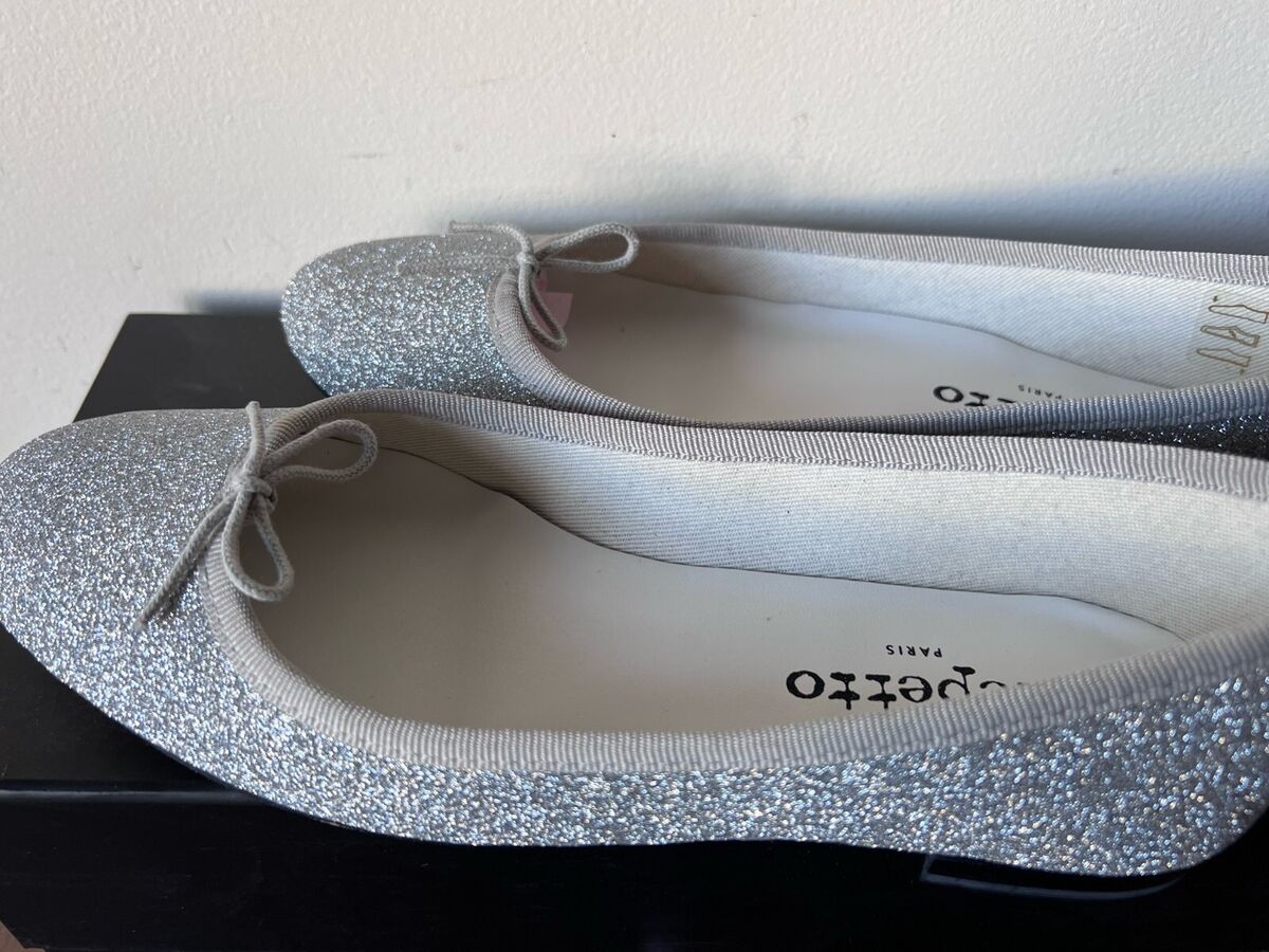 NIB Repetto Silver Glitter Cendrillon Ballerina Flats SZ 37 NIB Repetto Silver Glitter Cendrillon Ballerina Flats SZ 37