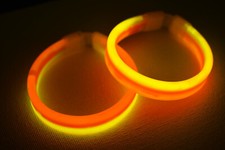8 inch 30 Count Triple Wide Red Orange and Yellow Glow Bracelets Party Supply