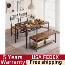 ✅Dining Table Set for 4 Kitchen Table and 2 Chairs with Storage Bench 47.2" 