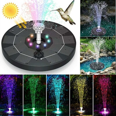 Solar Powered Fountain Water Pump Night Floating Garden Bird Bath Kit w/ 8 LED