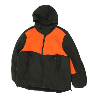 DKNY Herren Steppjacke | Vintage Grün Orange Freizeit Full Zip Hoodie Sport
