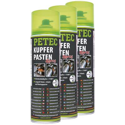 Kupfer Paste Kupferpasten Spray Cooper Bremsenspray Flanch PETEC 70350 3X 500 ml