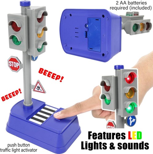 Interactive Kids' Traffic Light Signal & Sign Toy Set - LEDs & Sounds Included - Picture 4 of 7