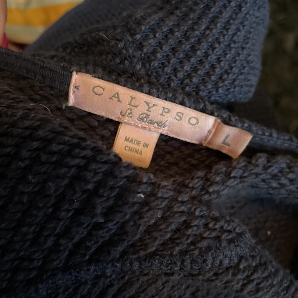 Cárdigan Suéter Calypso St. Bart Frente Abierto Drapeado Grande Asimétrico Azul Foto 4 de 4