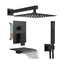 Midanya Rain Shower System Tub Shower Faucet Set Square Rainfall Shower Head ...