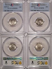 2009 P & D Roosevelt Dime 2 Coin Set 10c PCGS SP68FB Full Bands Satin Finish