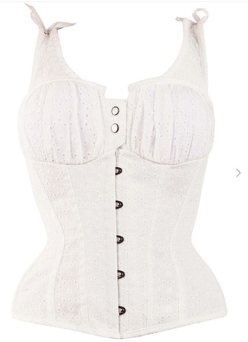 Korsett Story weiß Baumwolle Überbrust Korsett Top XXL viktorianischer Stil Cosplay Kostüm - Bild 2 von 7