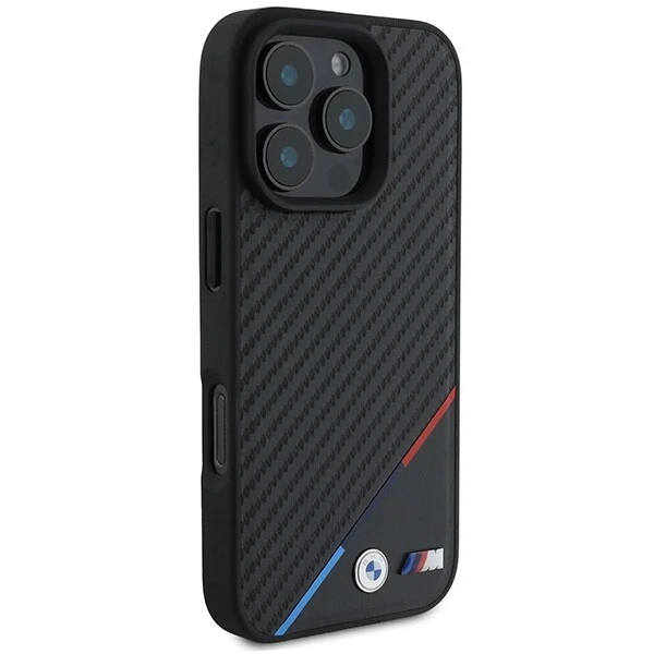 Phone Case iPhone 16 Pro BMW Tricolor Carbon Look Black MagSafe