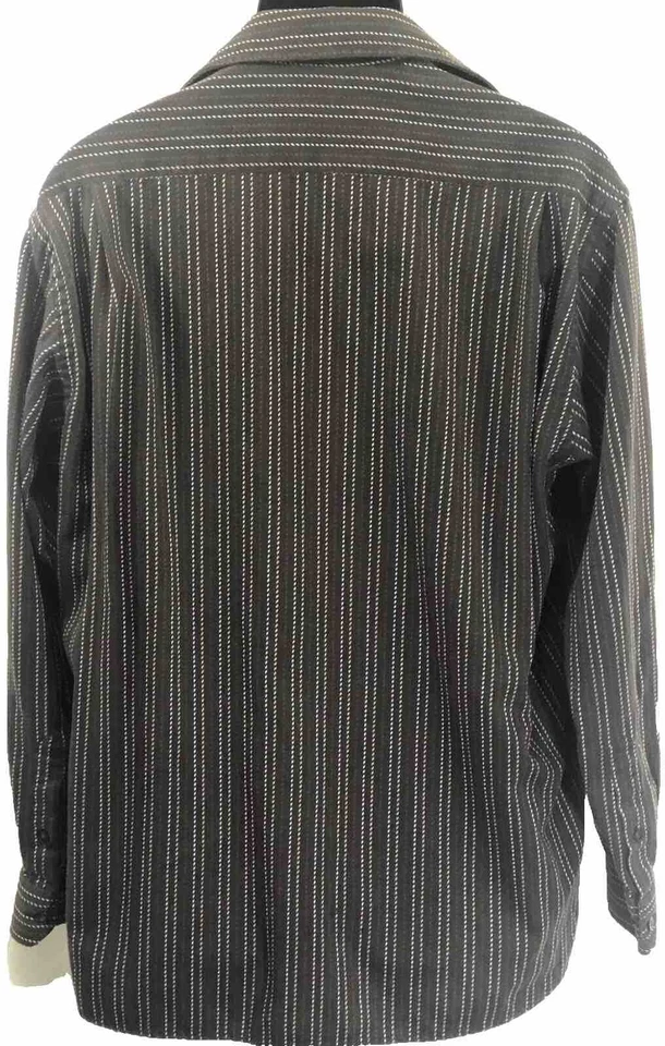 Camisa de vestir para hombre John Ashford L marrón tostado blanco con botones mangas largas Foto 4 de 4