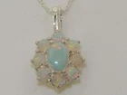 Solid 925 Sterling Silver Natural Fiery Opal Pendant & 16"18" or 20" Chain