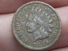 1886 Indian Head Cent Penny, Variety 2, Var 2, T2, Type 2, VG/Fine Details
