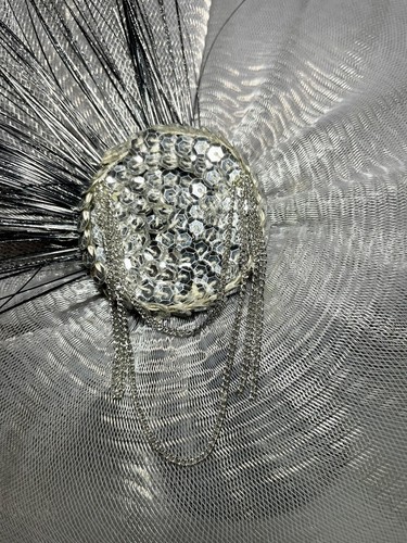 SONNI of San Francisco Gray Doeskin Felt Hat 100% Wool Sequin Grey/Silver Tulle - Picture 7 of 11