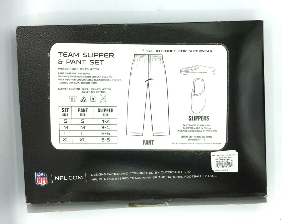 JUEGO DE 2 PIJAMA Y ZAPATILLAS CHICAGO BEARS NIÑAS S M L XL Foto 3 de 3