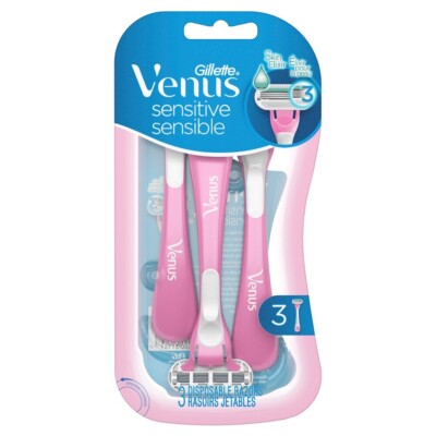 Gillette Venus Sensitive Women's Disposable Razors - 3 RAZORS (PACK OF 3 )