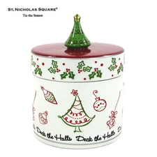 St. Nicholas Square TIS THE SEASON 3" Pillar Candle Holder Candy Jar Christmas