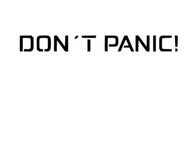 Don´t Panic Auto Aufkleber 18cm x 2cm Weiß glanz