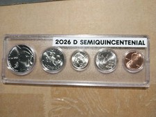 NOW AVAILABLE DENVER 2026 SEMI QUINCENTENIAL HALF/NICKLE W/2025 CENT IN HOLDER 