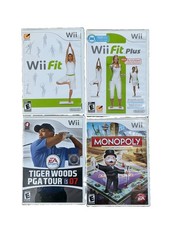 Nintendo Wii Game Lot 4 Games Wii Fit Wii Fit Plus Monopoly Tiger Woods PGA 07￼