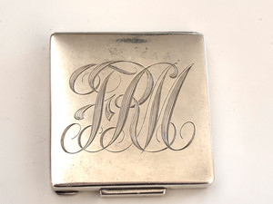 Vintage Art Deco Sterling Dance Powder Compact Hand Engraved Mirror Missing 55g