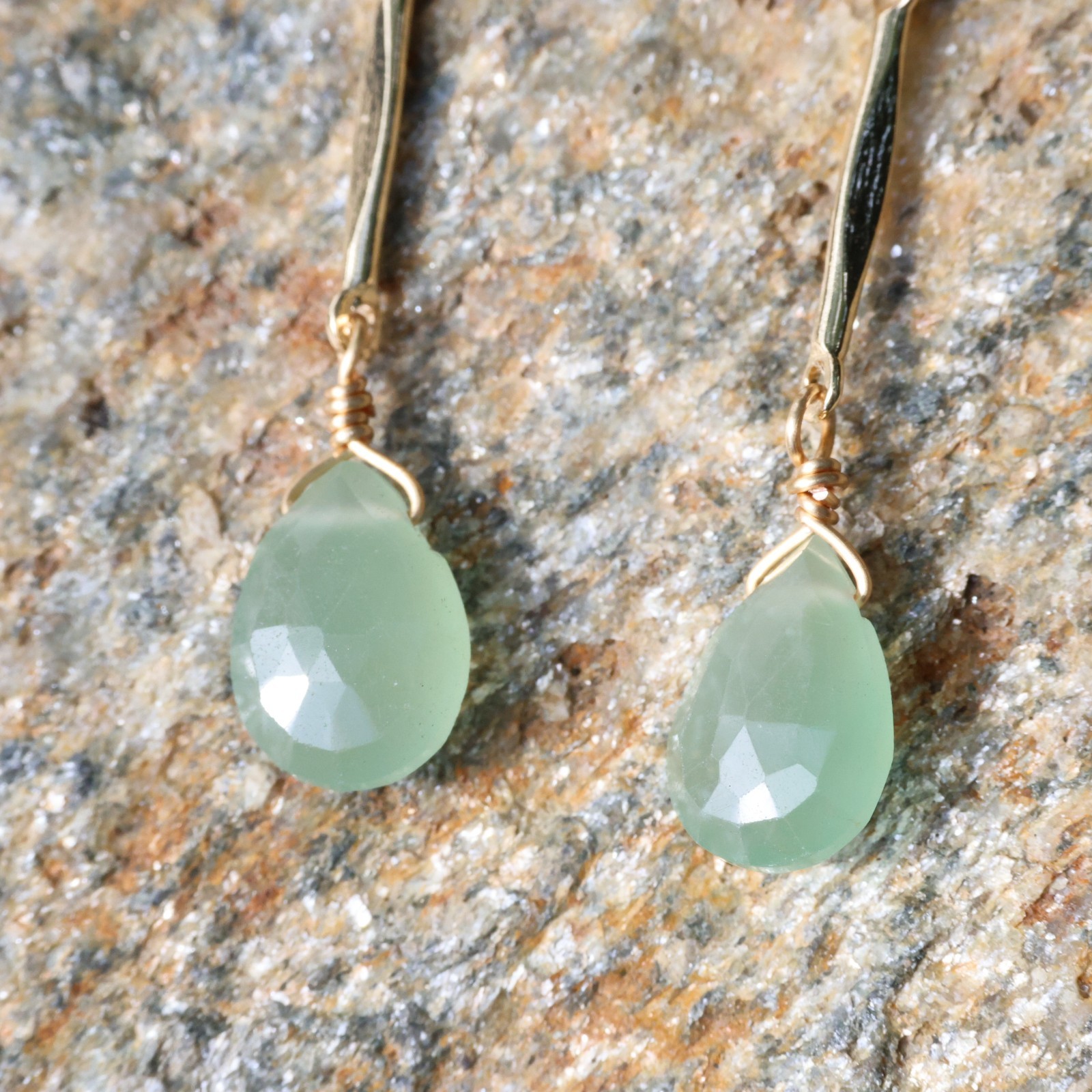 Boucles d'oreilles aventurine pierre fine naturelle et argent femme 2326